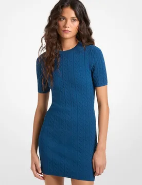 Vestido corto de punto trenzado de jacquard con logotipo en relieve - MICHAEL Michael Kors - FashionsVida