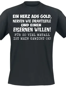 T-Shirt - Ein Herz aus Gold - L bis 4XL - für Männer - Größe 3XL - schwarz - Männer - male - Sprüche - FashionsVida