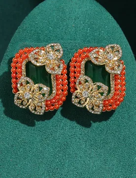 Vintage Square Green Glasss Red Rhinestone Flower Stud Earrings For Woman Antique Natural Stone Trendy Art Deco Jewelry Gift - Aliexpress - FashionsVida