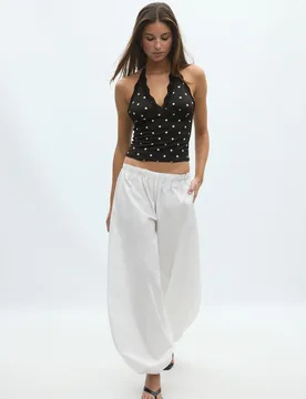 Neckholder-Spitzentop GRAUER DENIM-WASHED-LOOK XL - Stradivarius - FashionsVida
