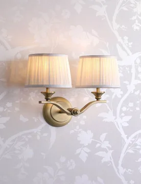Hemsley Metal 2 Light Wall Light Antique Brass - Laura Ashley - FashionsVida