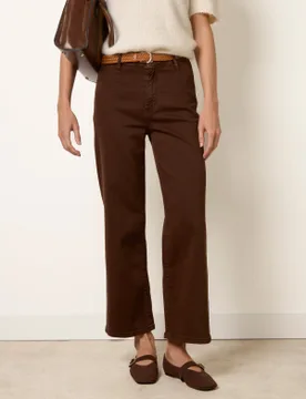 Belted Wide Leg Jeans - M / CHOCOLATE - female - Blue Vanilla - FashionsVida