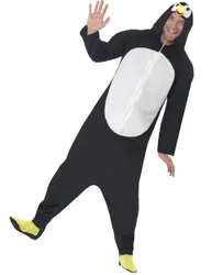 Pinguin Kostüm für Erwachsene schwarz-weiß-gelb