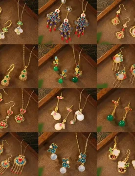 Ethnic Chinese Gold Plated Enamel Earrings Necklace for Women Retro Flower Shaped Luxury Jewelry Anniversary Birthday Gift Set - Aliexpress - FashionsVida