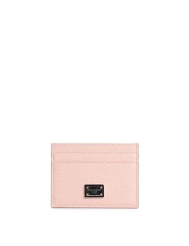Portacarte in pelle di vitello rosa Dauphine