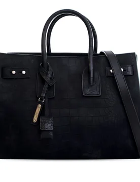 Small Croc Embossed Suede Sac De Jour Satchel - Saint Laurent - FashionsVida