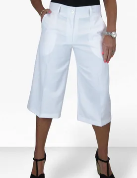 Women's Smart Pleated Leg Culotte in White Size: 14 - White - Size: 14 - Paulo Due - FashionsVida
