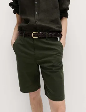Loose Fit Stretch Chino Shorts Dark Khaki male - M&S - FashionsVida