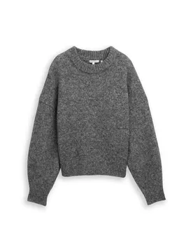 Knit hairy crew-neck pullover female