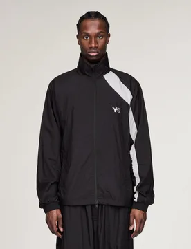 GIACCA SHELL IN NYLON Y-3 CON BORDI GREZZI E 3 STRISCE M Black - Adidas - FashionsVida
