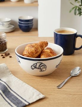 Ciotola in ceramica con motivo a croissant - bianco