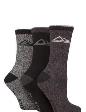 Women's 3 Pair Cotton Marl Boot Socks Black / Charcoal 4-8 - Black - Size: Small - Storm Bloc - FashionsVida