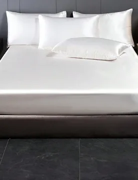 Pieza Sábana ajustada de satén, Ropa de cama, Sábana ajustada, Cubrecama, Funda de colchón de seda, Ropa de cama suave y cómoda para el dormitori - Shein - FashionsVida