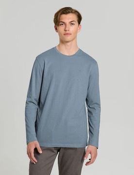 Maglietta a maniche lunghe in cotone - azzurro