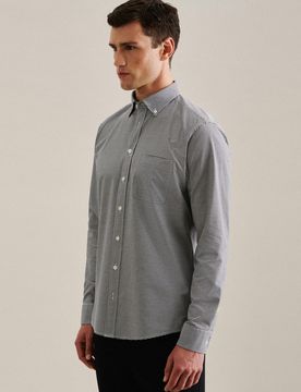 Regular Casual Hemd Karo Blau L