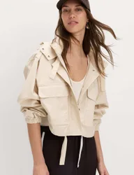 Pure Cotton Short Utility Jacket Ecru female