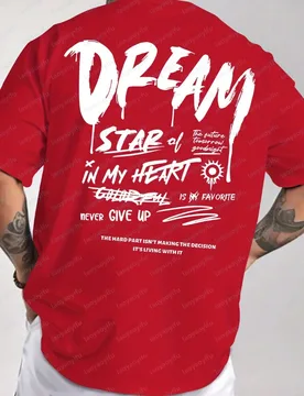 Men's Graphic T-Shirt - DREAM Never Give Up Letter Print, Casual Streetwear Short Sleeve Crewneck Inspirational Tee Streetwear - Aliexpress - FashionsVida