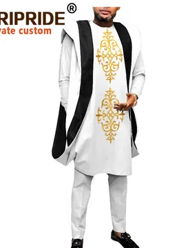 African Clothing for Men Dashiki Embroidery Agbada Robe Plus Size Dashiki Outfits Coats Shirts and Pants 3 Piece Set A2016044 - Aliexpress - FashionsVida