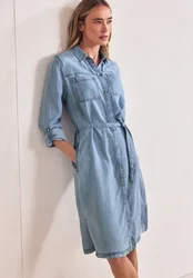 Knielanges Kleid im Washed-Look female Blau