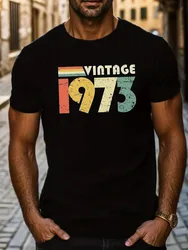 Vintage 1973 pattern design-100% cotton summer O-neck short sleeve casual printed T-shirt