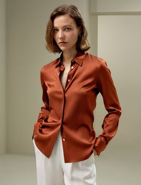 Donna Camicia di Seta Ipoallergenica Slim L
