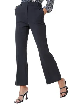 Womens Bootcut Crepe Stretch Trousers - Black - Size 18 Uk - Roman - FashionsVida