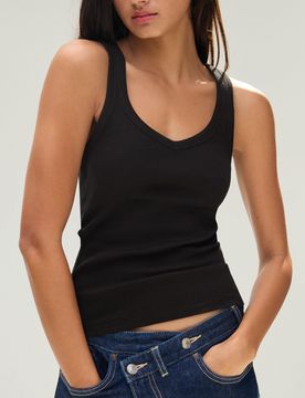 Débardeur Col En V Xl Noir