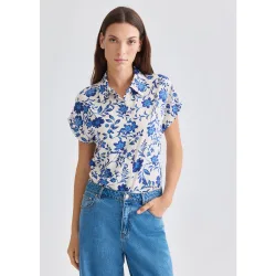 Camisa de mujer estampada con manga corta