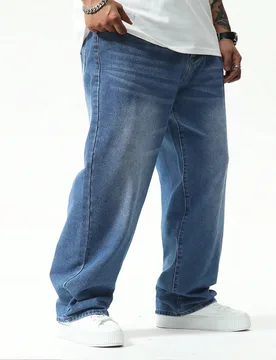 Jeans holgados informales de uso diario talla grande para hombres, jeans de lavado oscuro liso y holgado, jeans cargo azul marino lavado, para regalos - Shein - FashionsVida
