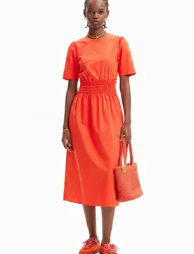 Robe midi combinée unie ORANGE M female - Desigual - FashionsVida
