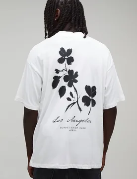 Men's Oversized Blurred Floral Print T-Shirt White Size Large White L - boohooMAN - FashionsVida
