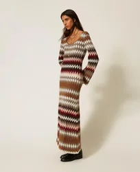 Robe longue double usage en maille jacquard