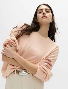 Cotton Rich Garment Dye Sweatshirt Peach female - M&S - FashionsVida