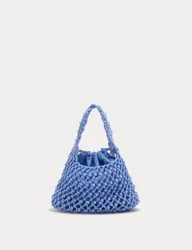 Macrame Beaded Grab Bag Blue female