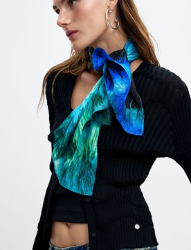 Foulard imprimé Lacroix, Bleu, U