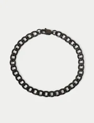Stainless Curb Chain Bracelet Black male