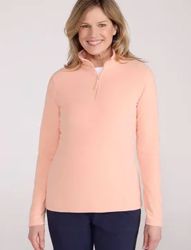 Women's Camber Half Zip Pullover Antipill Fleece Top in Coral Size: 2XL - Coral - Size: 2XL - Mountain Warehouse - FashionsVida