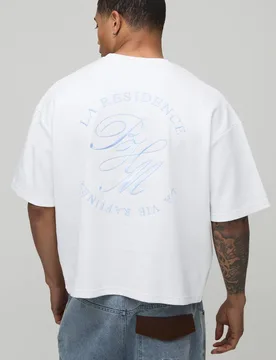 Men's LA Residence Embroidered Oversized Boxy T-Shirt White Size Medium White M - boohooMAN - FashionsVida
