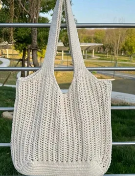 Bolso de playa de mujer de moda con patrón de tortuga hueco de poliéster de ganchillo, bolso de hombro de gran capacidad, adecuado para compras, via - Shein - FashionsVida