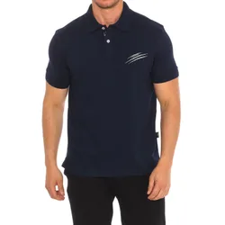 Pips504 Mens Short-Sleeved Polo Shirt - Blue Cotton - Size Small