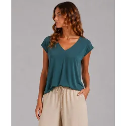 Top de mujer con manga corta y escote pico