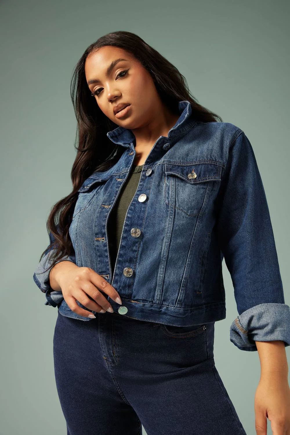 Sleeveless Denim Jacket - Blue - Size: 18 - Yours - FashionsVida