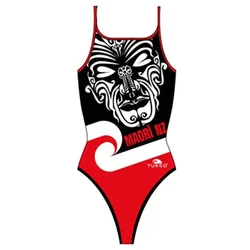 Maori New Zealand Thin Strap Swimsuit red / black 5-6 Years Girls