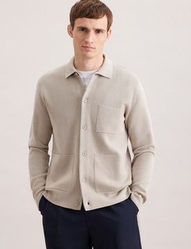 Regular Strick-Jacke Uni Beige XL