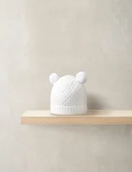 Knitted Pom Pom Hat (0-12 Mths) White Unisex