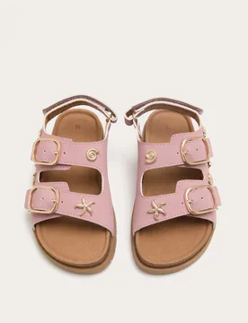 Kids' Metallic Shell Sandals (4 Small-2 Large) Medium Pink Female - M&S - FashionsVida
