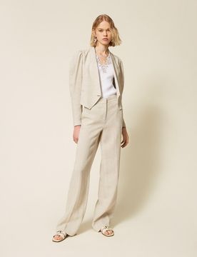 Pantalon ample en lin avec lurex