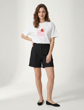 T-shirt in cotone con stampa sul retro Hot Stuff - panna