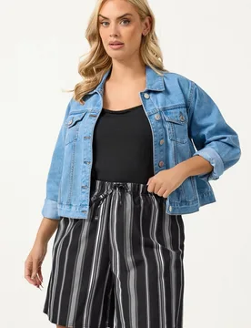 Women's Stripe Shorts in Black Size: 16 - Black - Size: 16 - Yours - FashionsVida