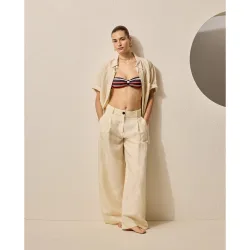 Sujetador de bikini bandeau con estampado de rayas y detalle